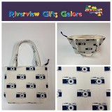 Medium Tote Bag with Zip - Cameras Medium Tote Bag with Zip - Cameras
